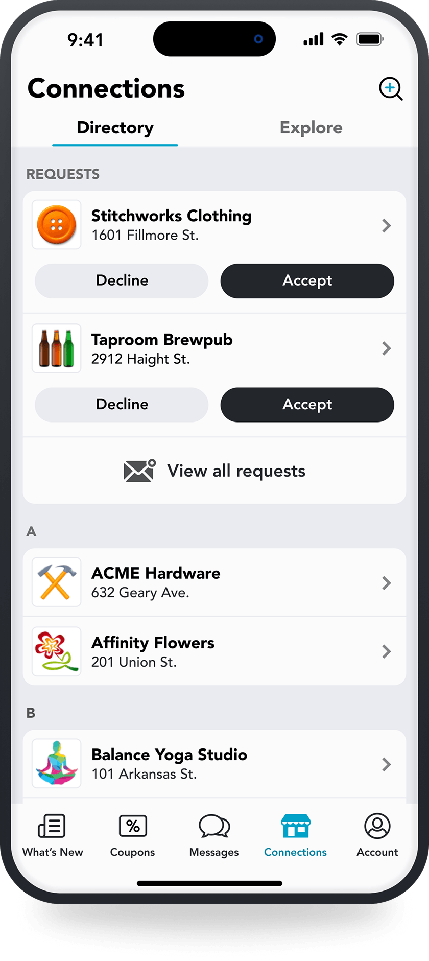 Nearlist Connections in iPhone