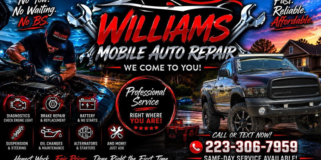 Williams Mobile Auto Repair banner